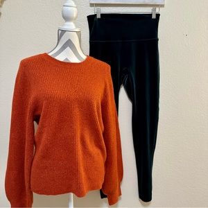 NWT J. Crew Factory Orange Solid Ribbed Long Puff-Sleeve Extra Soft Sweater XL